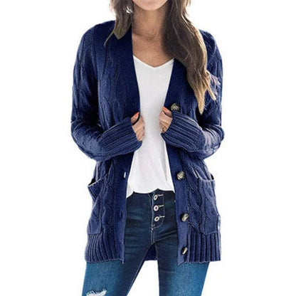 Women's Cable Knit Button-Up Cardigan