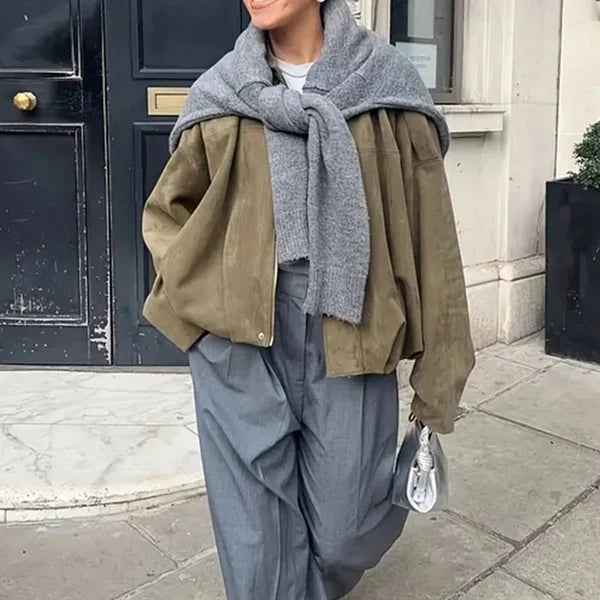 Women’s Suede-Look Zip Pilot Jacket