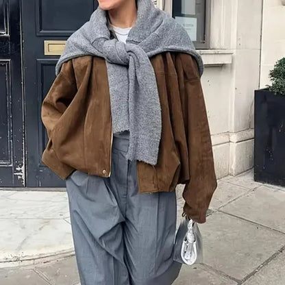 Women’s Suede-Look Zip Pilot Jacket