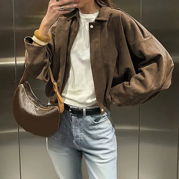 Women’s Suede-Look Zip Pilot Jacket