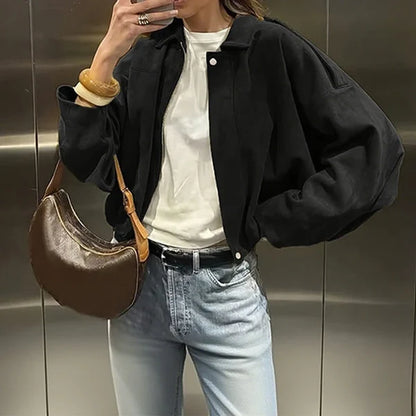 Women’s Suede-Look Zip Pilot Jacket