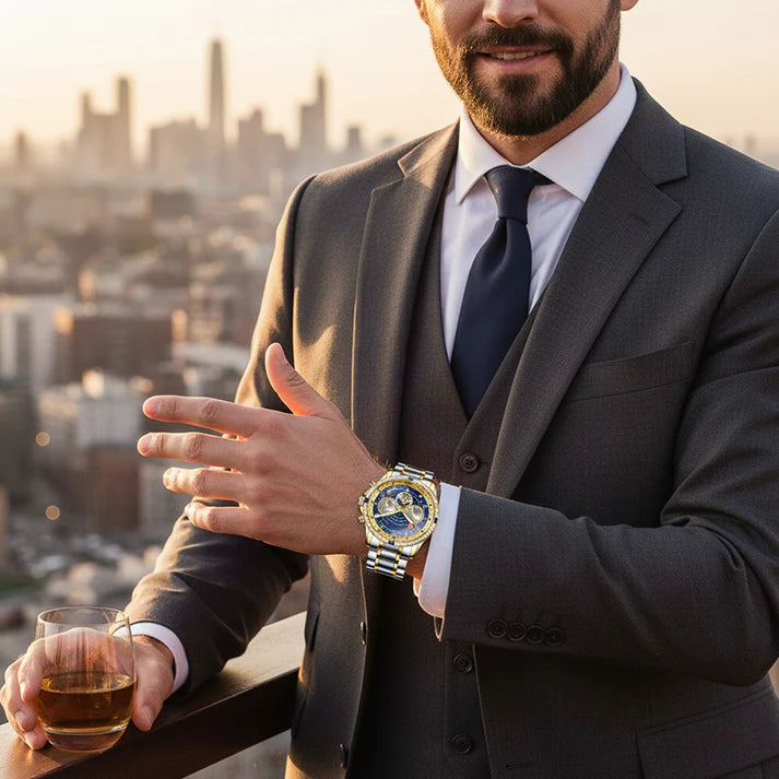 Luxury Self-Winding Sun & Moon Phase Mechanical Watch