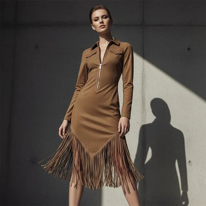 Women’s Zip Front Fringe Dress