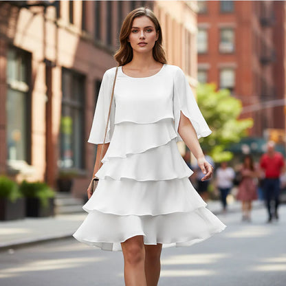 Women's Tiered Chiffon Overlay Dress