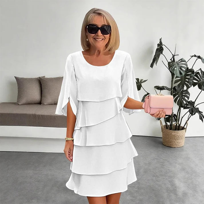 Women's Tiered Chiffon Overlay Dress
