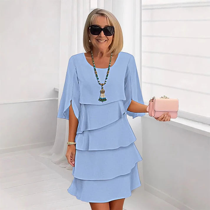 Women's Tiered Chiffon Overlay Dress