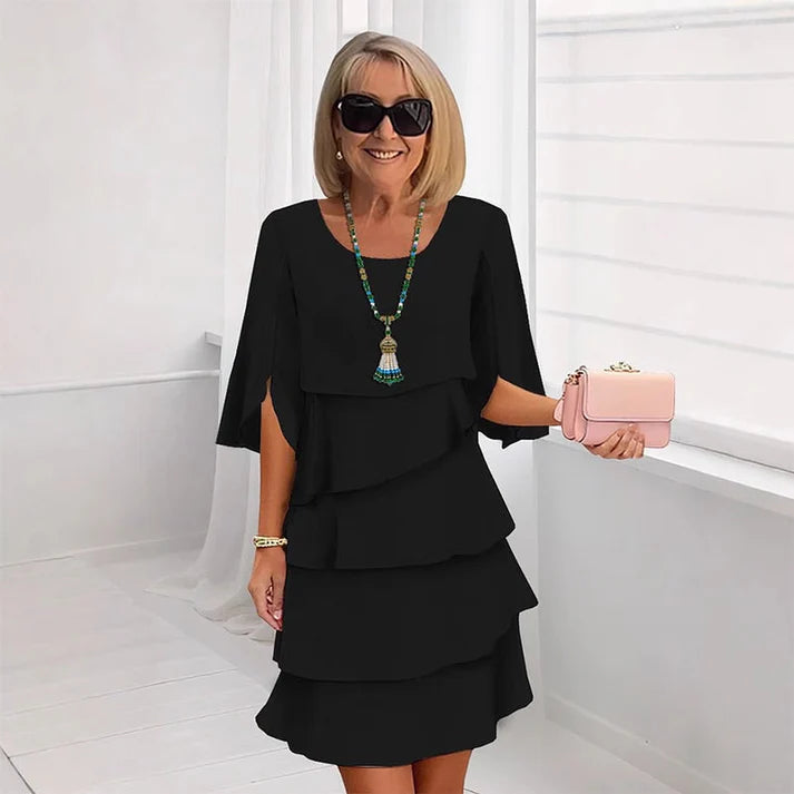 Women's Tiered Chiffon Overlay Dress