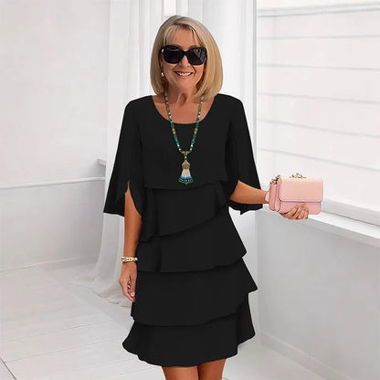 Women's Tiered Chiffon Overlay Dress