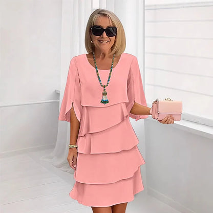 Women's Tiered Chiffon Overlay Dress