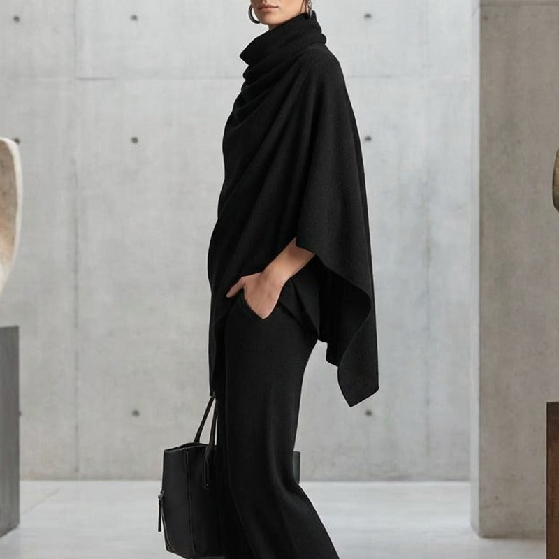 Women's Draped Poncho and Pants Set