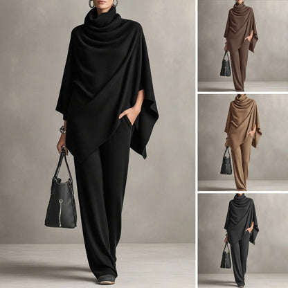 Women's Draped Poncho and Pants Set