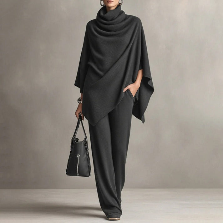 Women's Draped Poncho and Pants Set