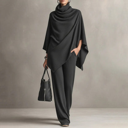 Women's Draped Poncho and Pants Set