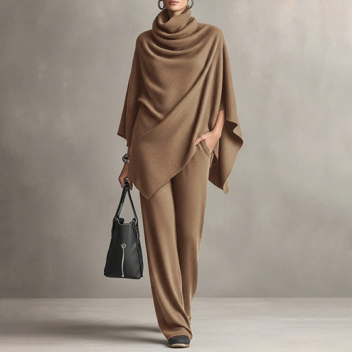 Women's Draped Poncho and Pants Set
