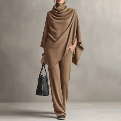 Women's Draped Poncho and Pants Set
