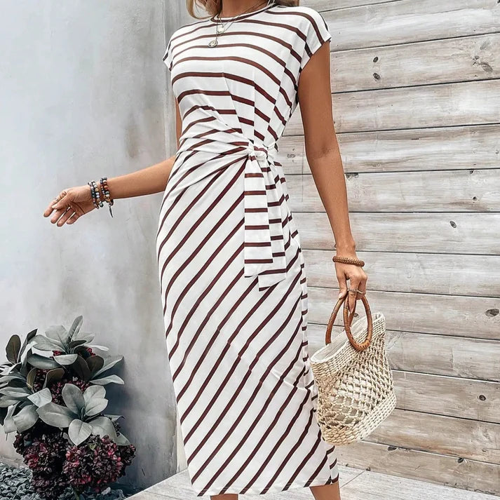 Women's Printed Tie Waist Dress