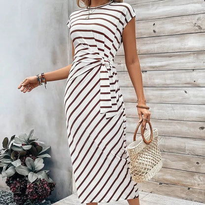 Women's Printed Tie Waist Dress