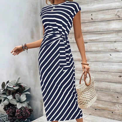 Women's Printed Tie Waist Dress