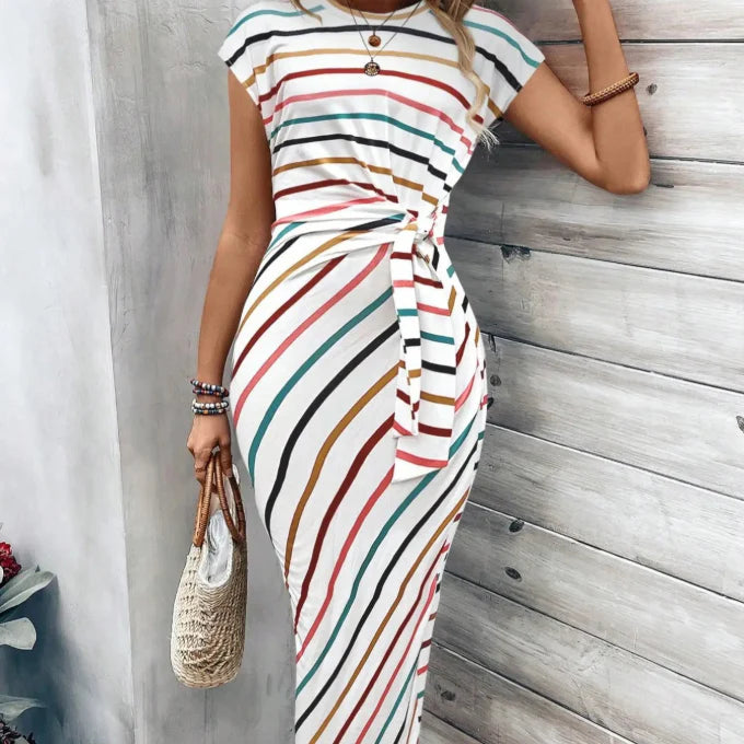 Women's Printed Tie Waist Dress