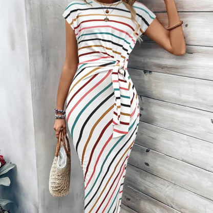 Women's Printed Tie Waist Dress