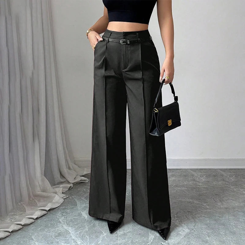 Women's Wide-Leg Pants with Belt