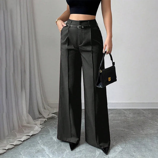 Women's Wide-Leg Pants with Belt