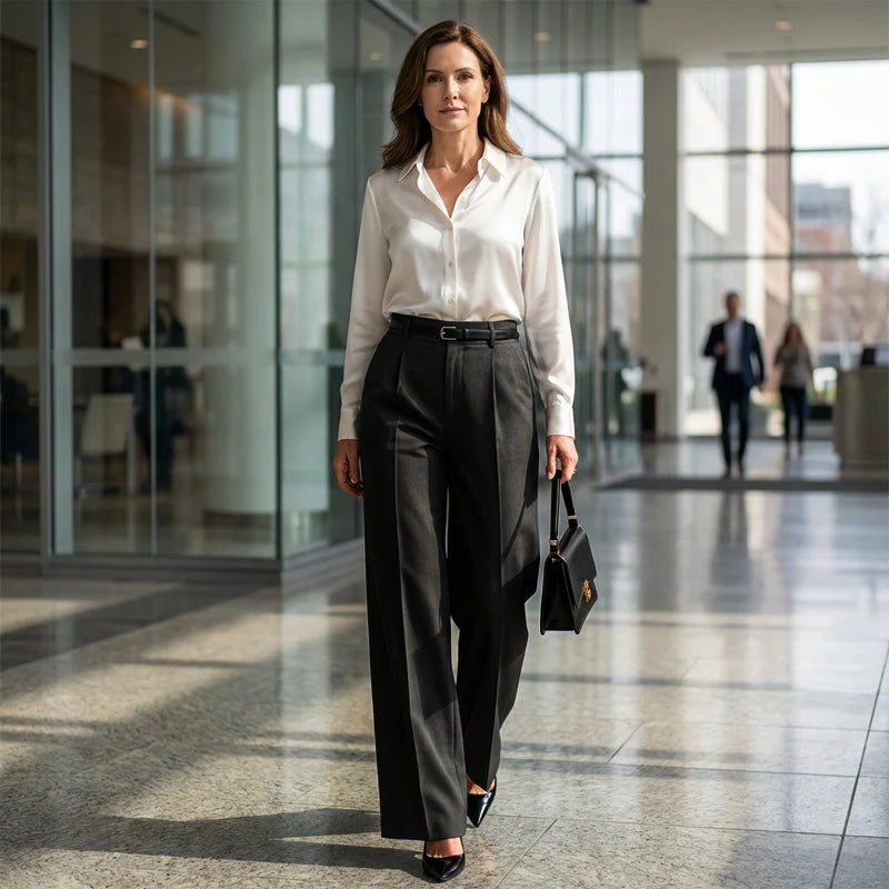 Women's Wide-Leg Pants with Belt