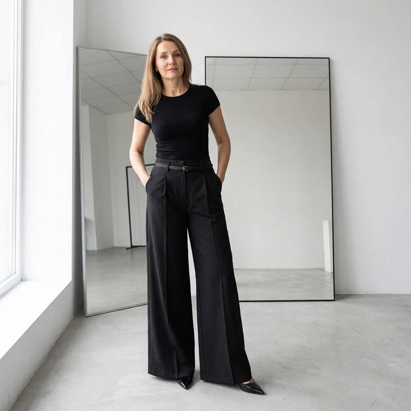 Women's Wide-Leg Pants with Belt