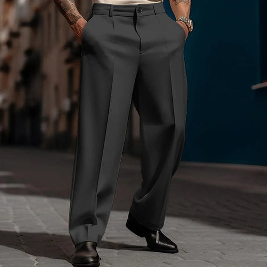 Men's Pleated Wide Leg Dress Pants