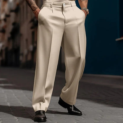 Men's Pleated Wide Leg Dress Pants