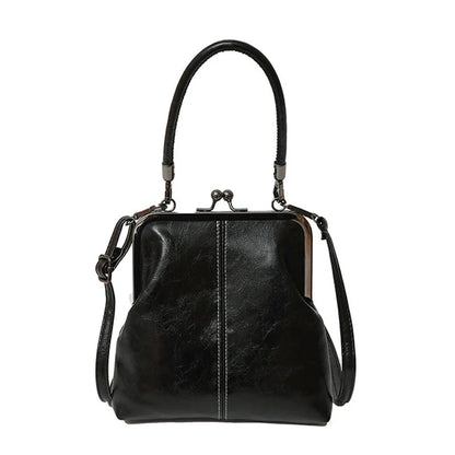 Women's Structured Kiss-Lock Top Handle Bag