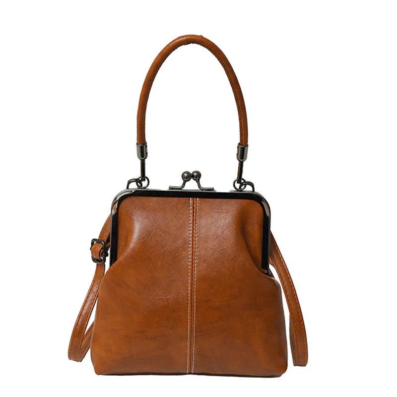 Women's Structured Kiss-Lock Top Handle Bag