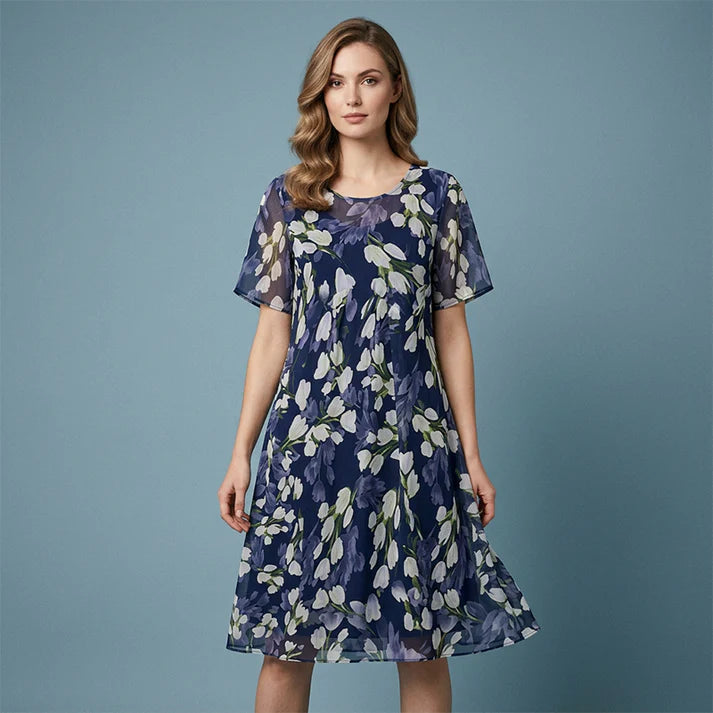 Women's Floral Chiffon A-Line Dress