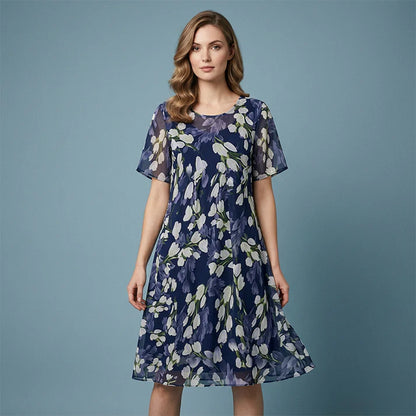 Women's Floral Chiffon A-Line Dress