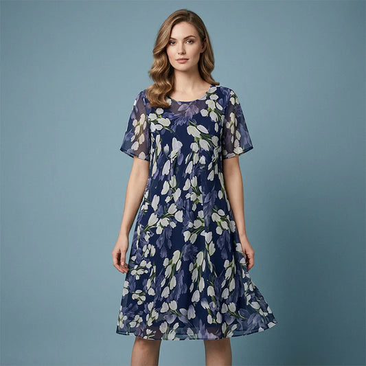 Women's Floral Chiffon A-Line Dress