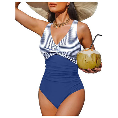 Women's Ruched V-Neck One-Piece Swimsuit