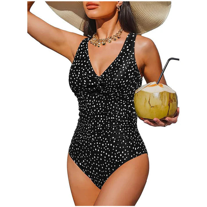 Women's Ruched V-Neck One-Piece Swimsuit