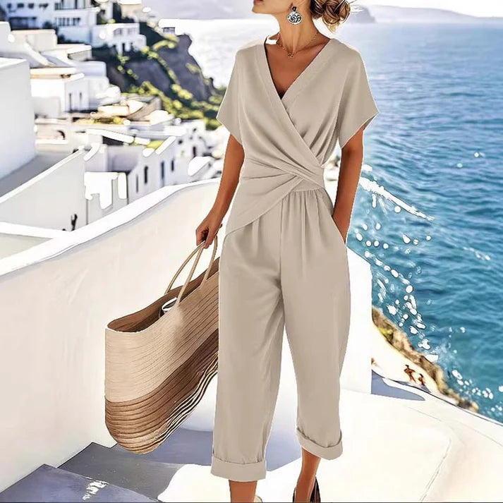 Women's Twist Front V-Neck Jumpsuit