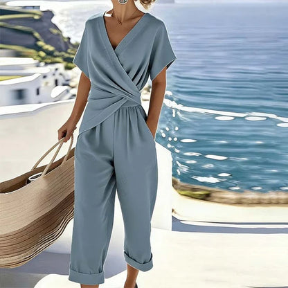 Women's Twist Front V-Neck Jumpsuit