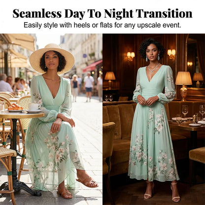 Women's Floral Chiffon Maxi Dress