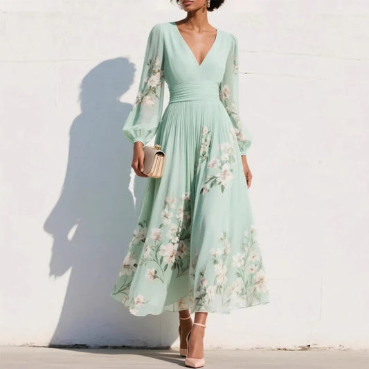 Women's Floral Chiffon Maxi Dress