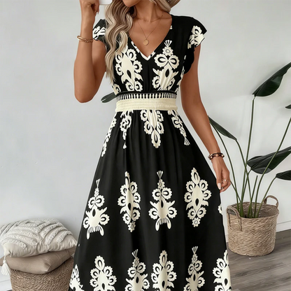 Women's V-Neck Printed Dress