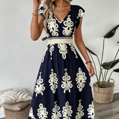 Women's V-Neck Printed Dress