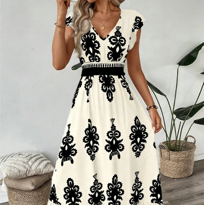 Women's V-Neck Printed Dress
