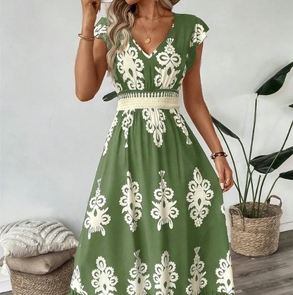 Women's V-Neck Printed Dress