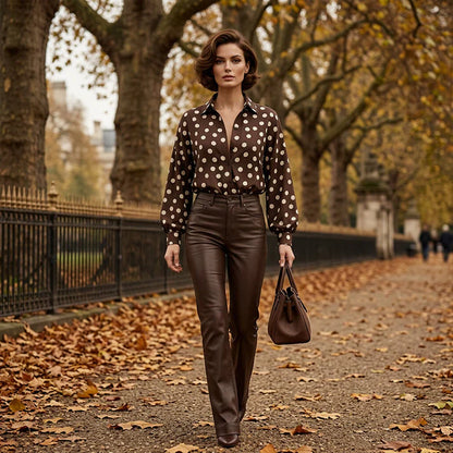Women's Button-Down Polka Dot Blouse