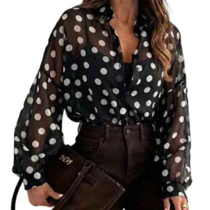 Women's Button-Down Polka Dot Blouse