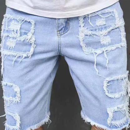 Men's Distressed Frayed Denim Shorts