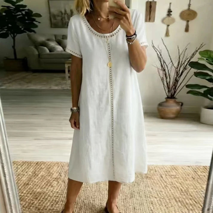 Women's Relaxed Trim Detail Midi Dress