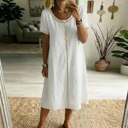 Women's Relaxed Trim Detail Midi Dress